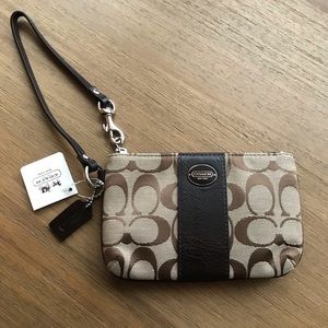 Coach Signature Stripe Wristlet